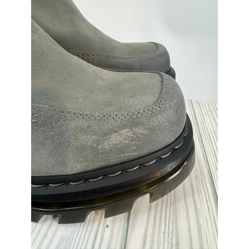 Dr.Martens Corran Chelsea Waxy Boots Grey Suede Heeled Platform Lug Sole Wmns 10